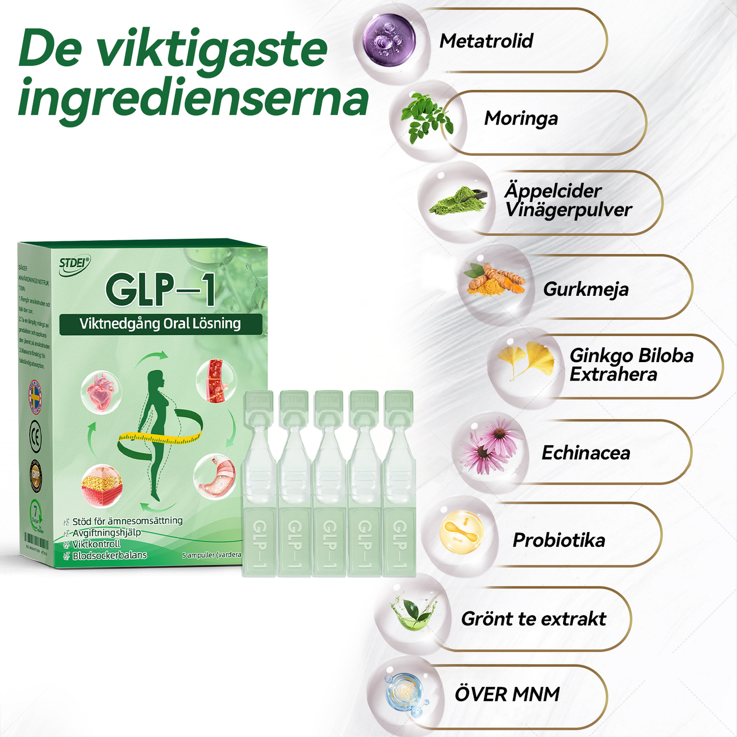 Total hälsa börjar här 🇸🇪 𝐒𝐓𝐃𝐄𝐈® 𝐆𝐋𝐏-𝟏 Ampull-droppar för viktminskning och häls förbättring 💪